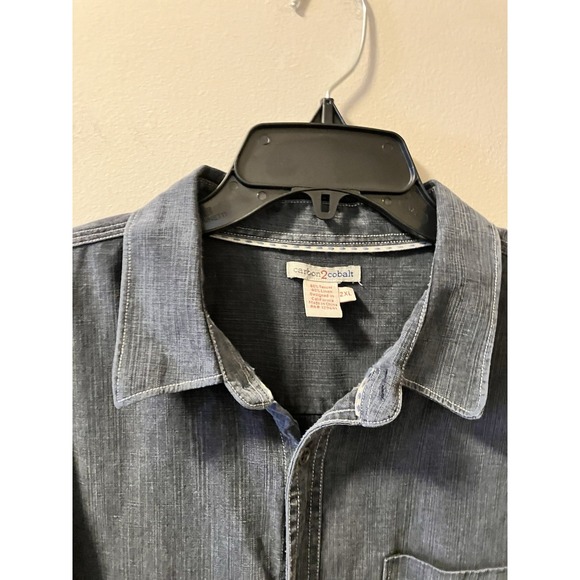 Carbon2Cobalt Eclipse Denim Button Down Collared One Pocket Shirt Men's XXL 2XL - Picture 3 of 8